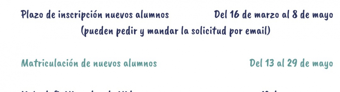 (CURSO 2020-2021) ABIERTO PLAZO NUEVAS MATRÍCULAS ONLINE (CURSO 2020-2021) ABIERTO PLAZO NUEVAS MATRÍCULAS ONLINE